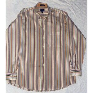 Paul Fredrick Men's Large Cotton Sport Shirt Multi-Color Vertical Stripe L/S
